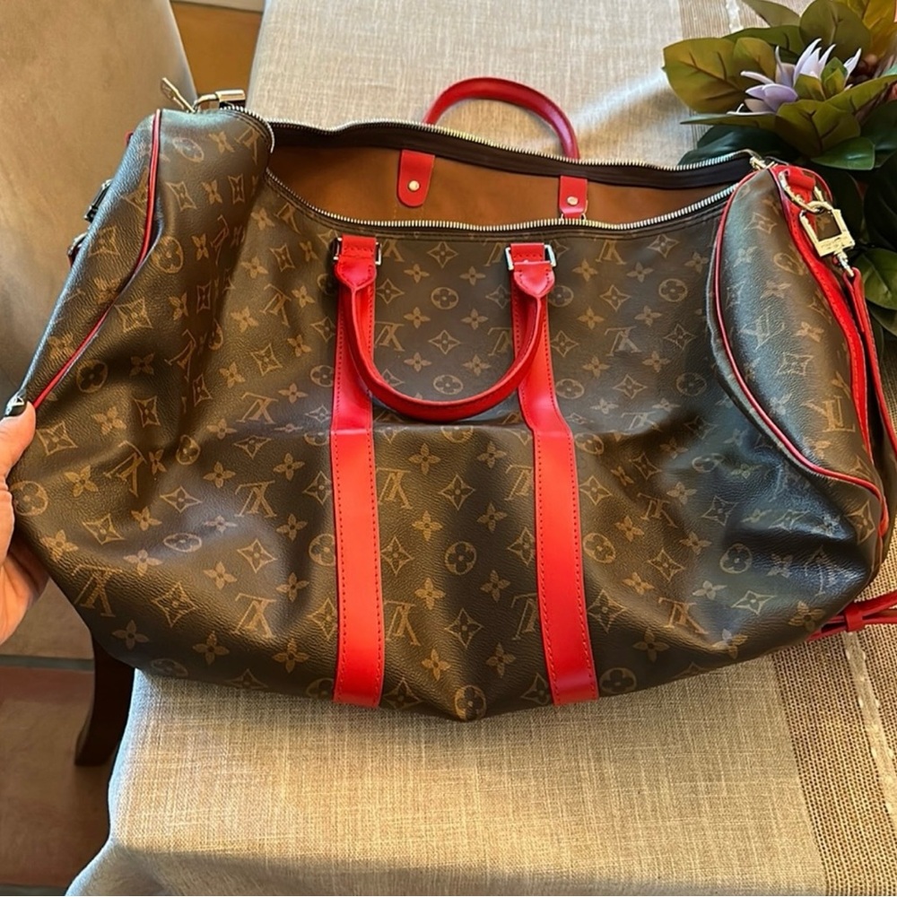 Brown and Red keepall Travel Bag